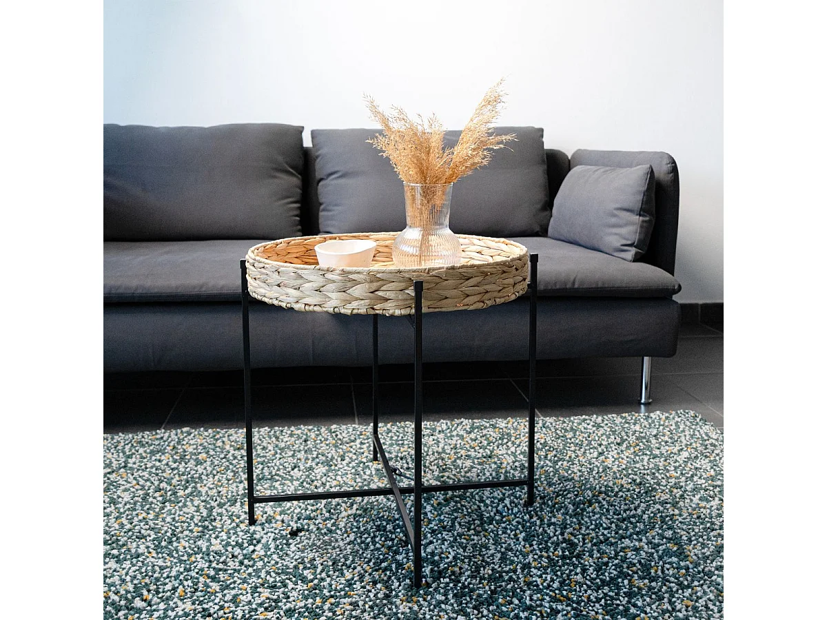 Mesa auxiliar Jacinto MOA Vinthera acero natural/negro 50x46,8x50 cm