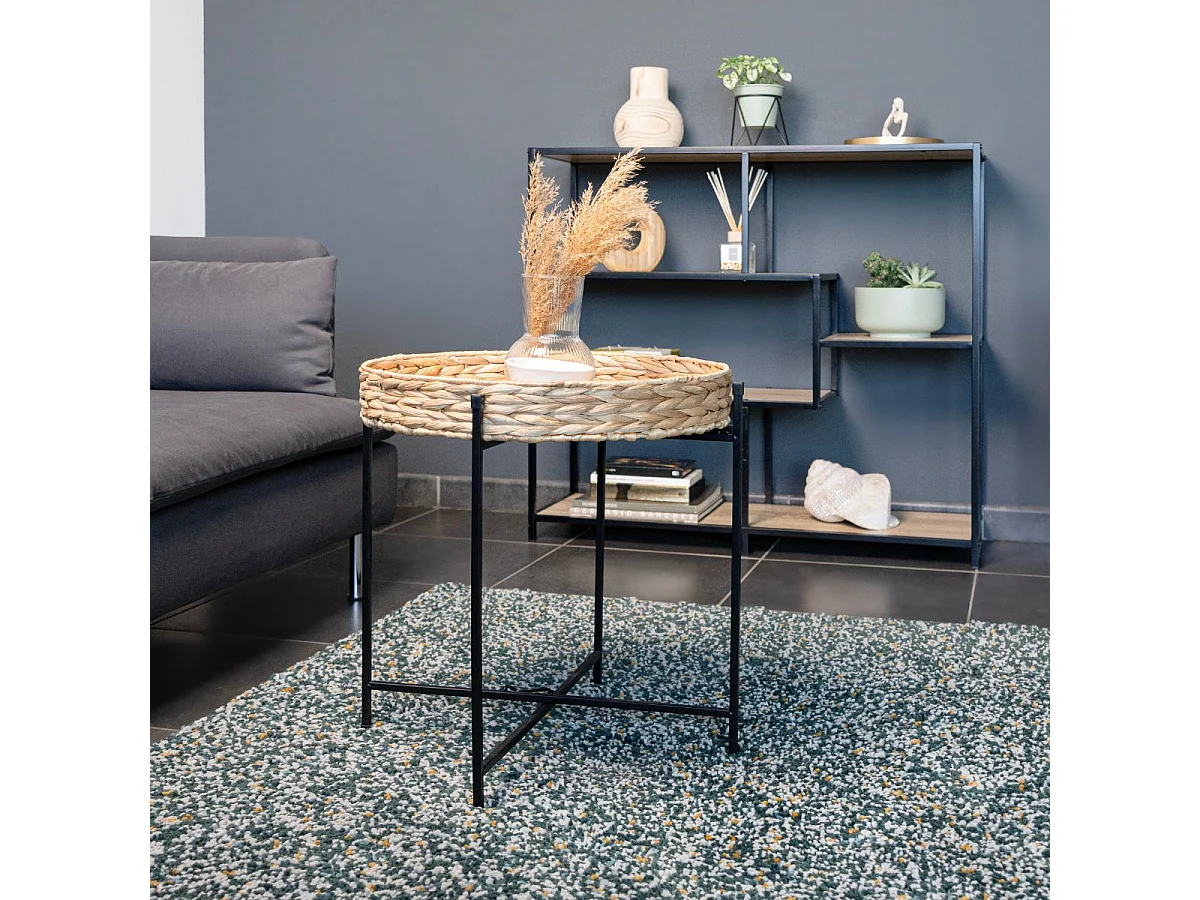 Mesa auxiliar Jacinto MOA Vinthera acero natural/negro 50x46,8x50 cm