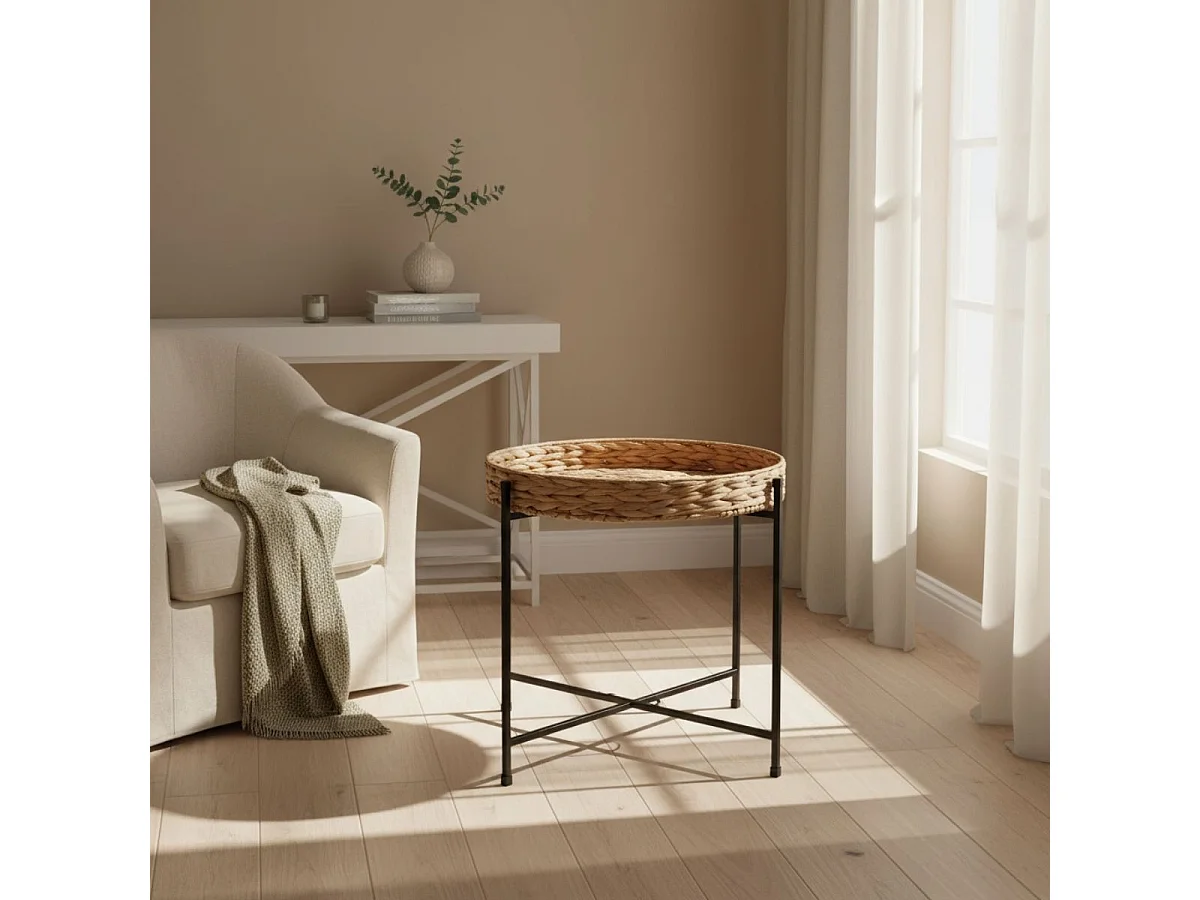 Mesa auxiliar Jacinto MOA Vinthera acero natural/negro 50x46,8x50 cm