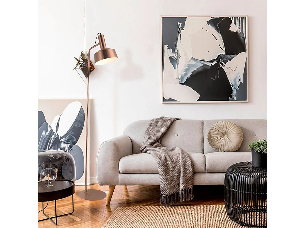 Lámpara de pie Leana Lumit 60W metal cobre Ø19x136 cm