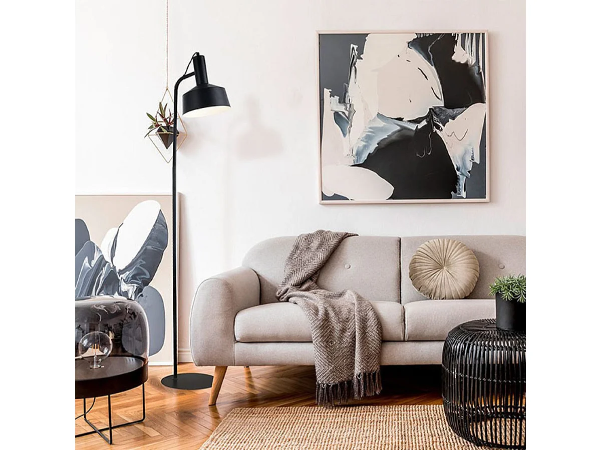 Lámpara de pie Leana Lumit 60W metal negro Ø19x136 cm