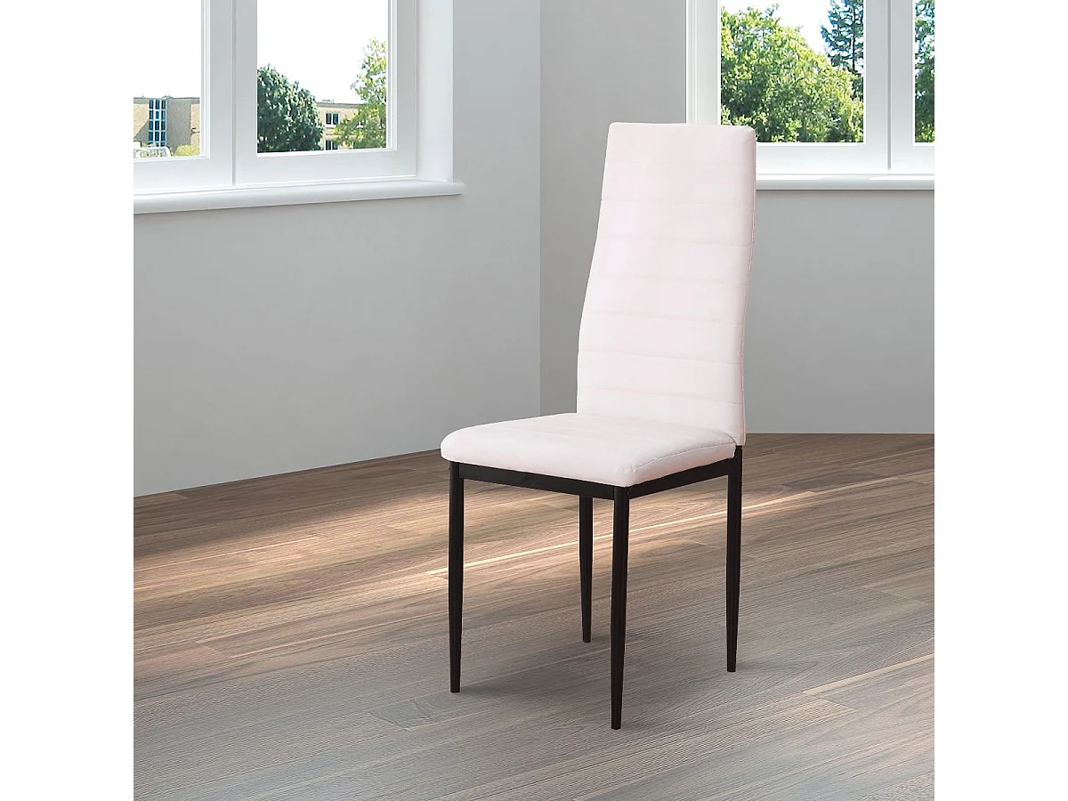 Silla Emiset acolchado polipiel blanco 97x44x49 cm