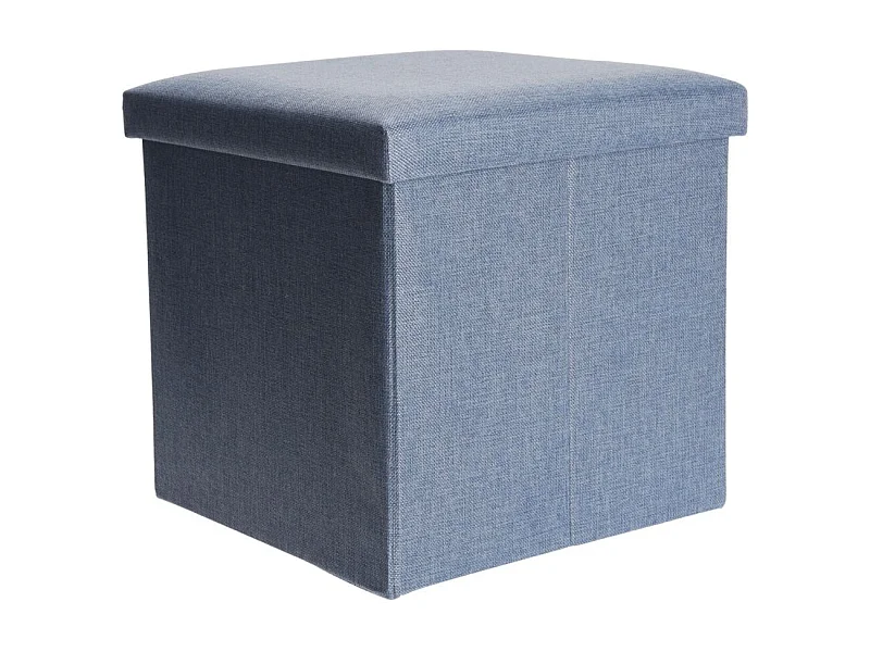 Puff con tapa tapizado acolchado azul 38x38 cm