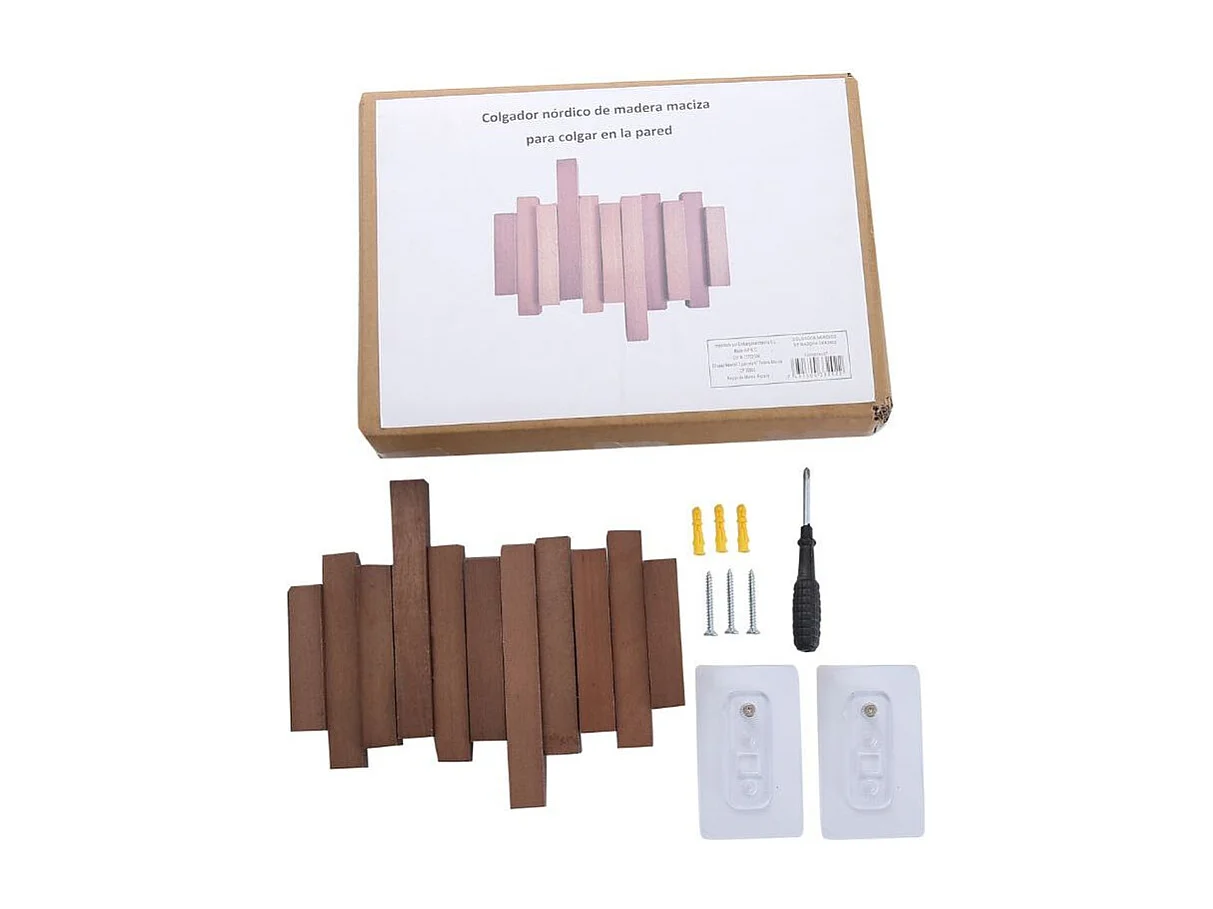 Perchero Nórdico 3 ganchos madera maciza 20x22,8x3,3 cm