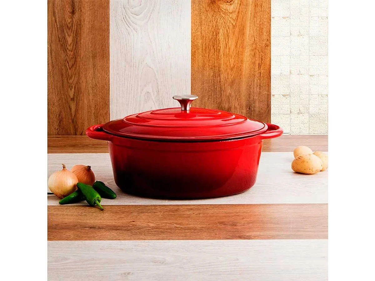 Cocotte Fierro Bidasoa 4,3L hierro fundido esmaltado rojo 23x30 cm
