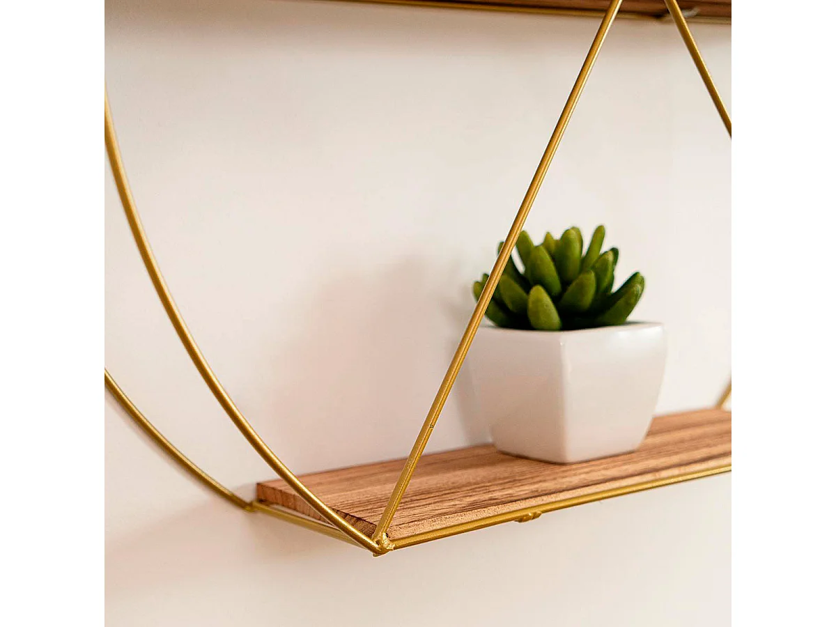 Estantería de pared MOA Vinthera forma circular natural/dorado 40x50x12 cm