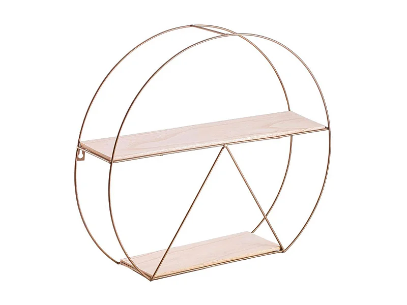 Estantería de pared MOA Vinthera forma circular natural/dorado 40x50x12 cm