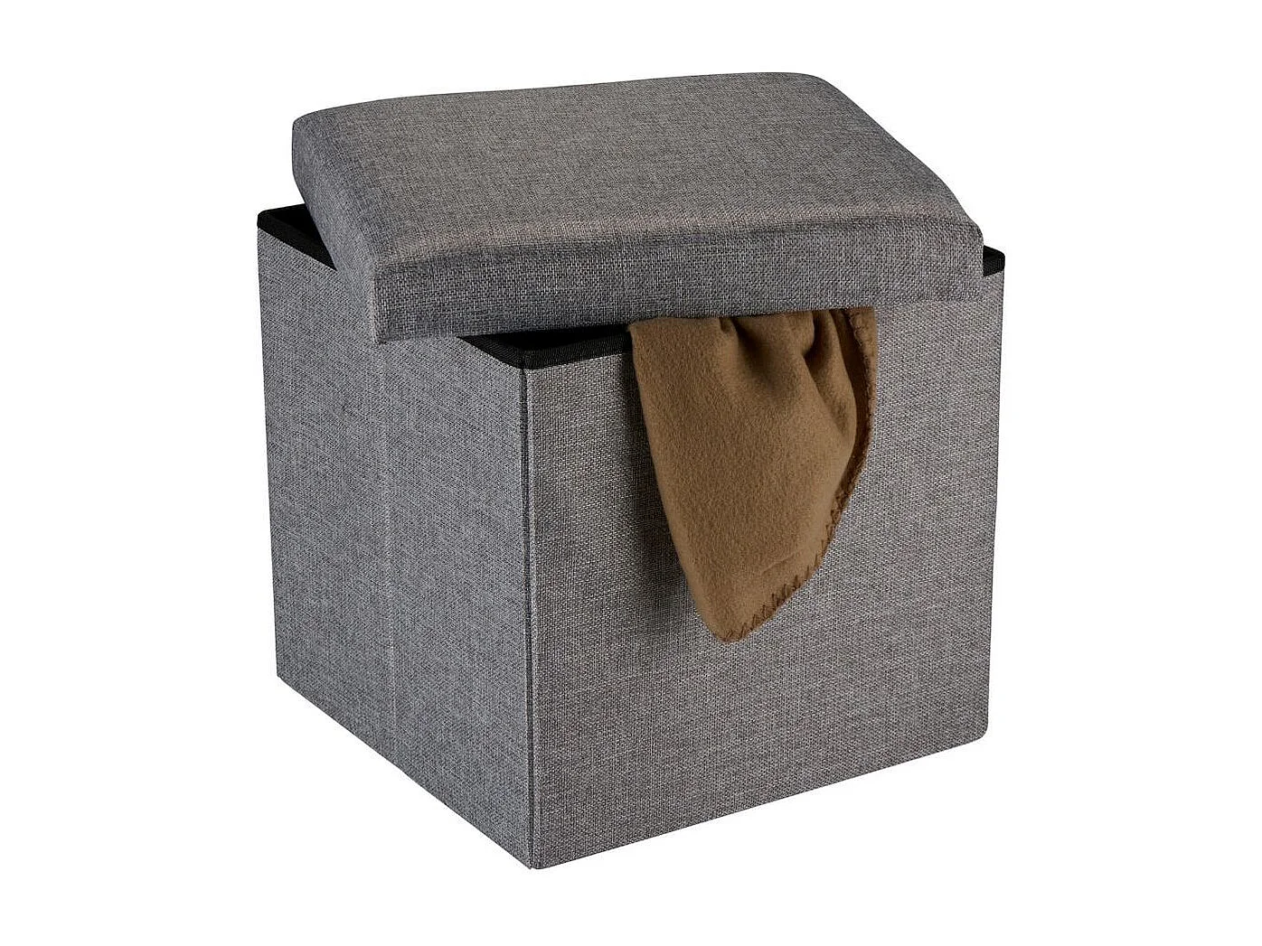 Puff de almacenaje con tapa gris 37,5x37,5x36 cm