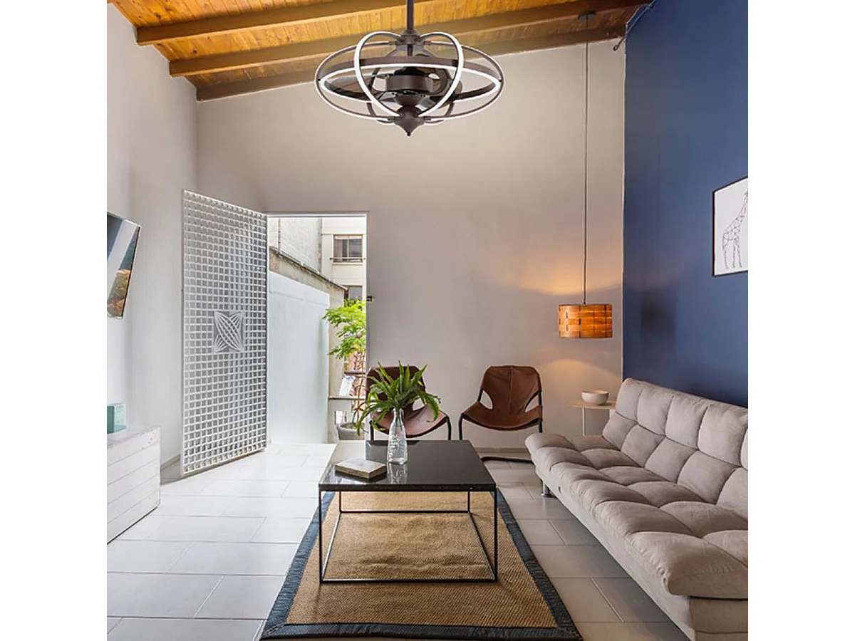 Ventilador de techo Imbat Lumit 152W 3 aspas mando a distancia marrón Ø65 cm