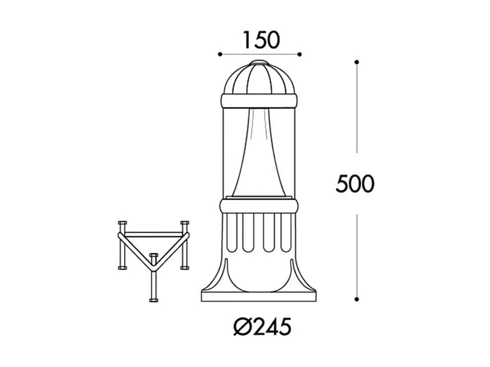 Farola Sauro Fumagalli 10W 3 colores con pulsador negro Ø24,5x80 cm