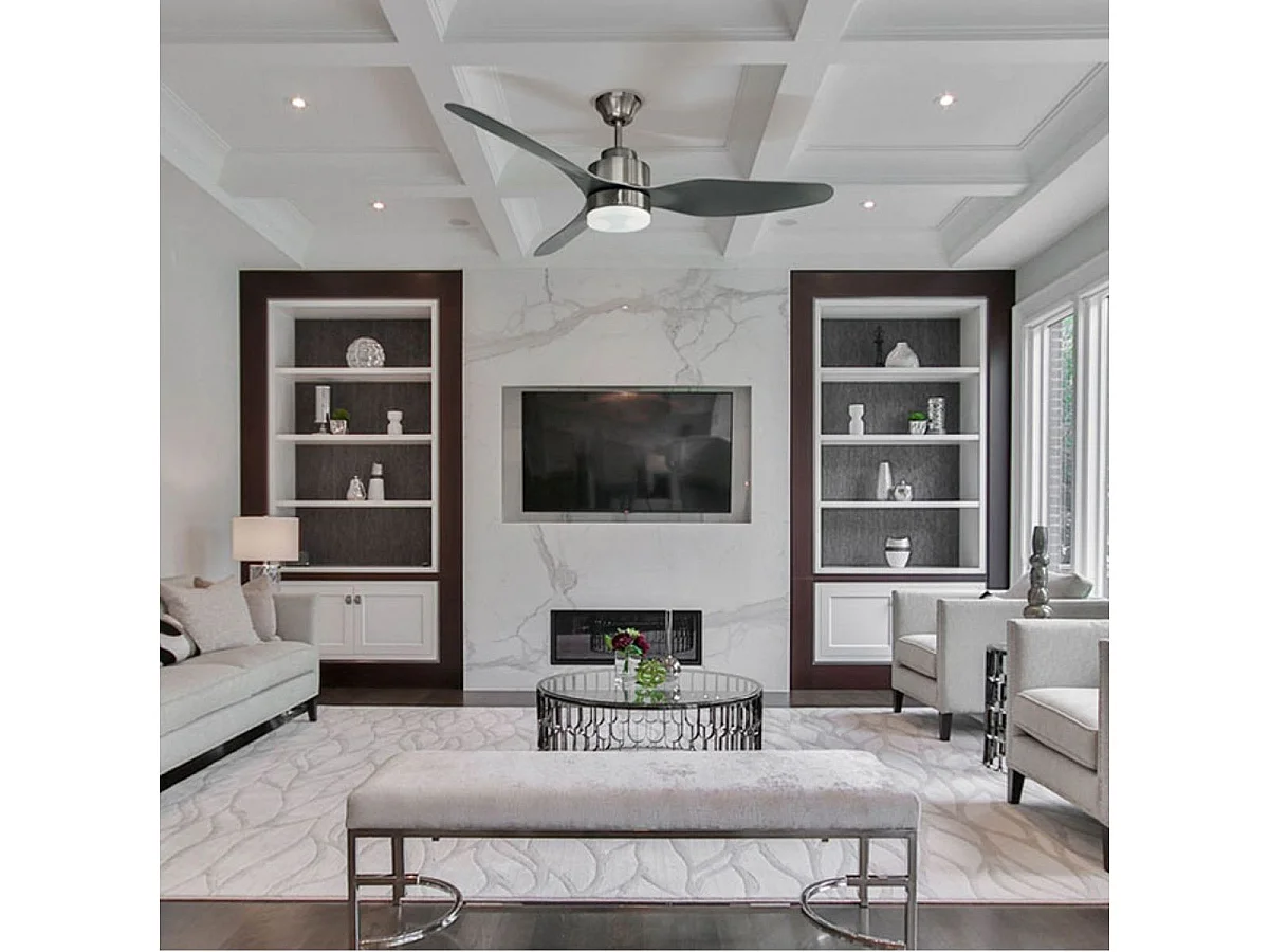 Ventilador de techo Poniente Lumit 16W 3 aspas luz LED níquel Ø116 cm