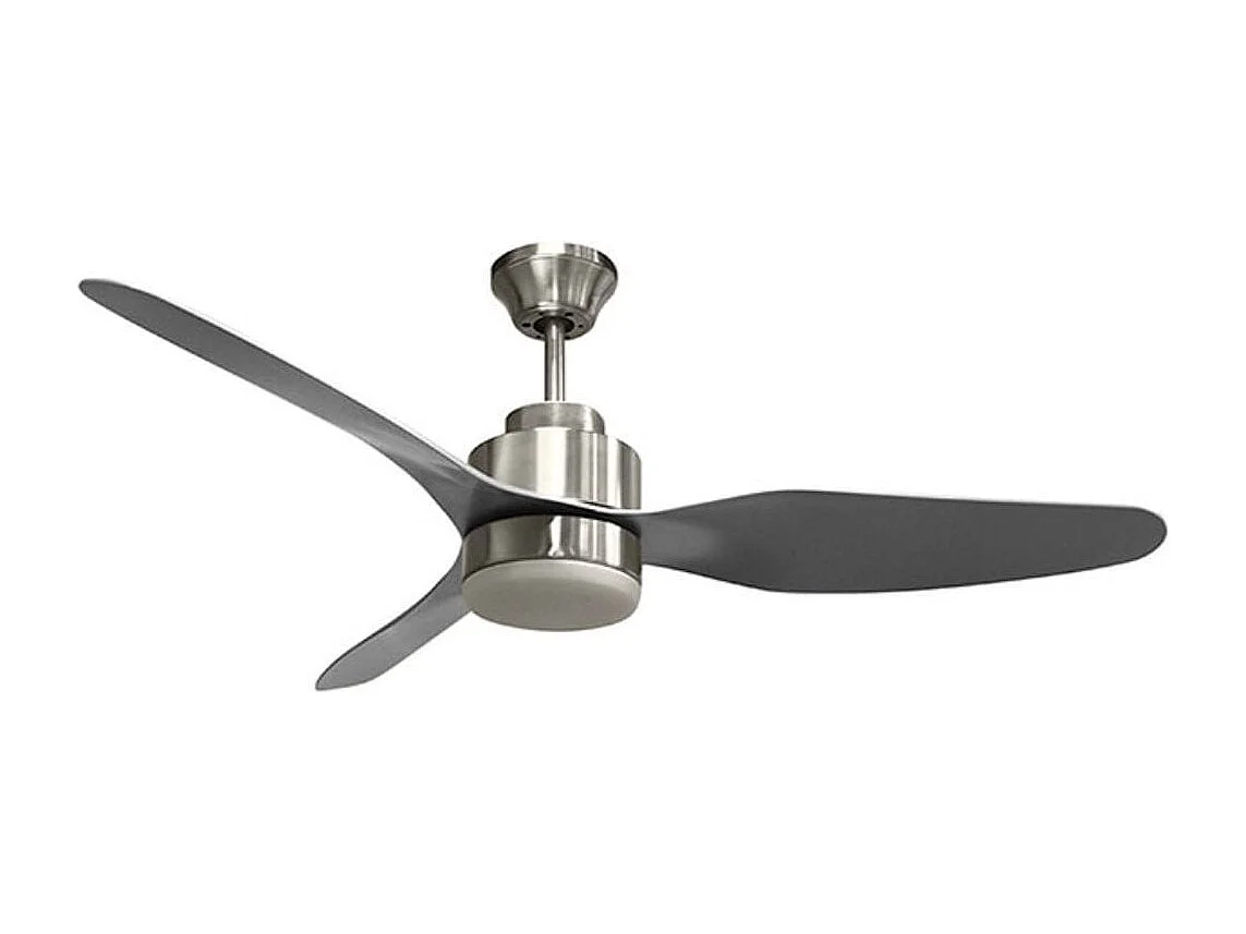 Ventilador de techo Poniente Lumit 16W 3 aspas luz LED níquel Ø116 cm