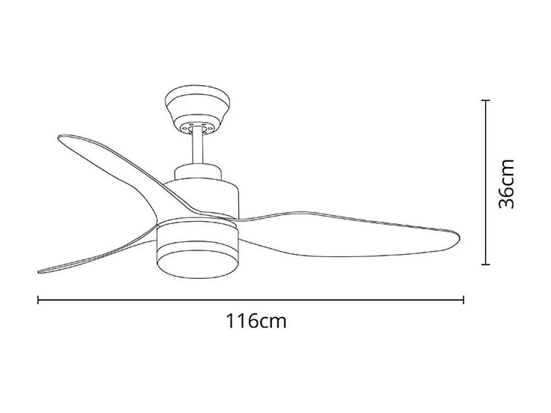 Ventilador de techo Poniente Lumit 16W 3 aspas luz LED níquel Ø116 cm