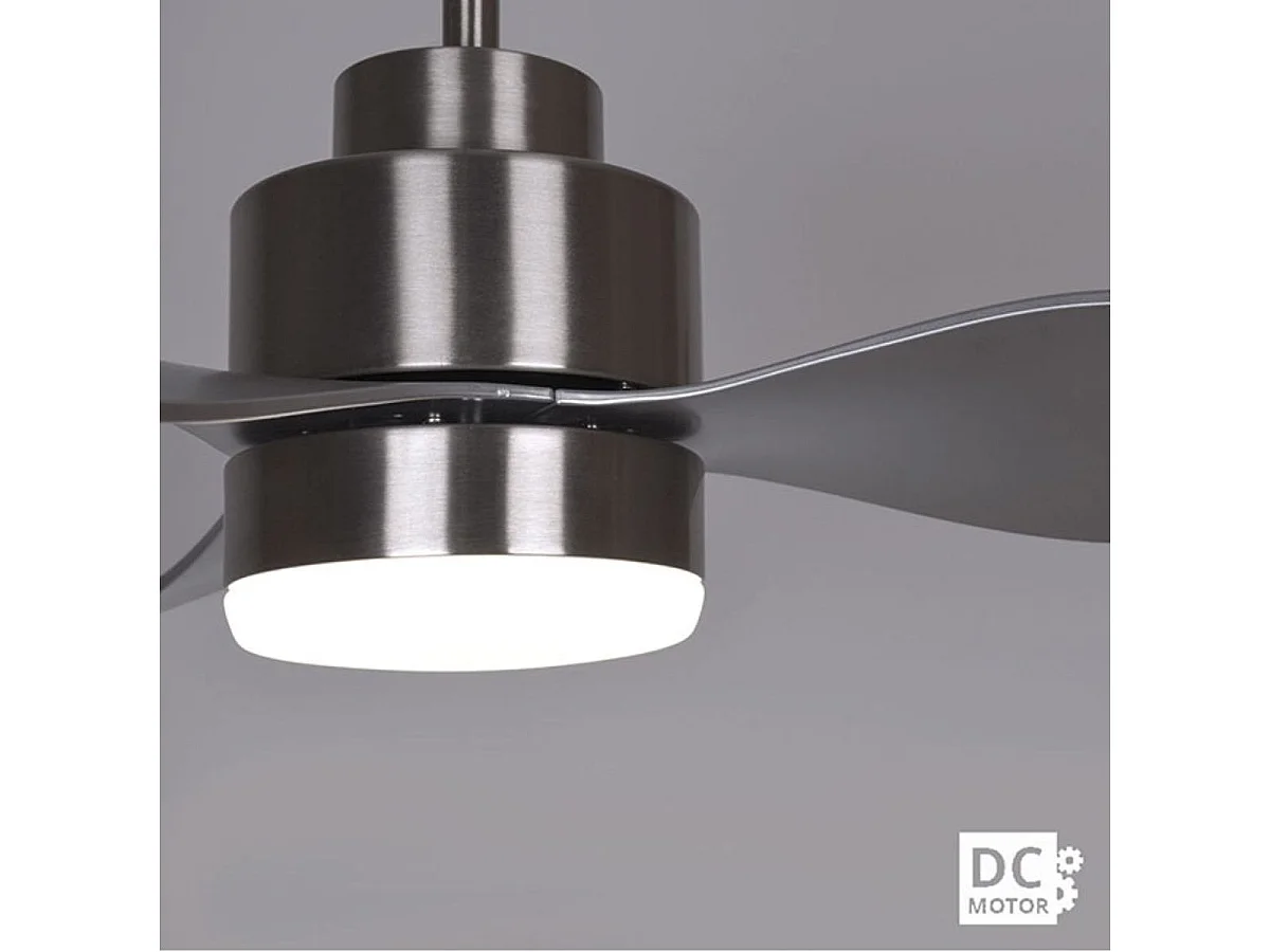 Ventilador de techo Poniente Lumit 16W 3 aspas luz LED níquel Ø116 cm