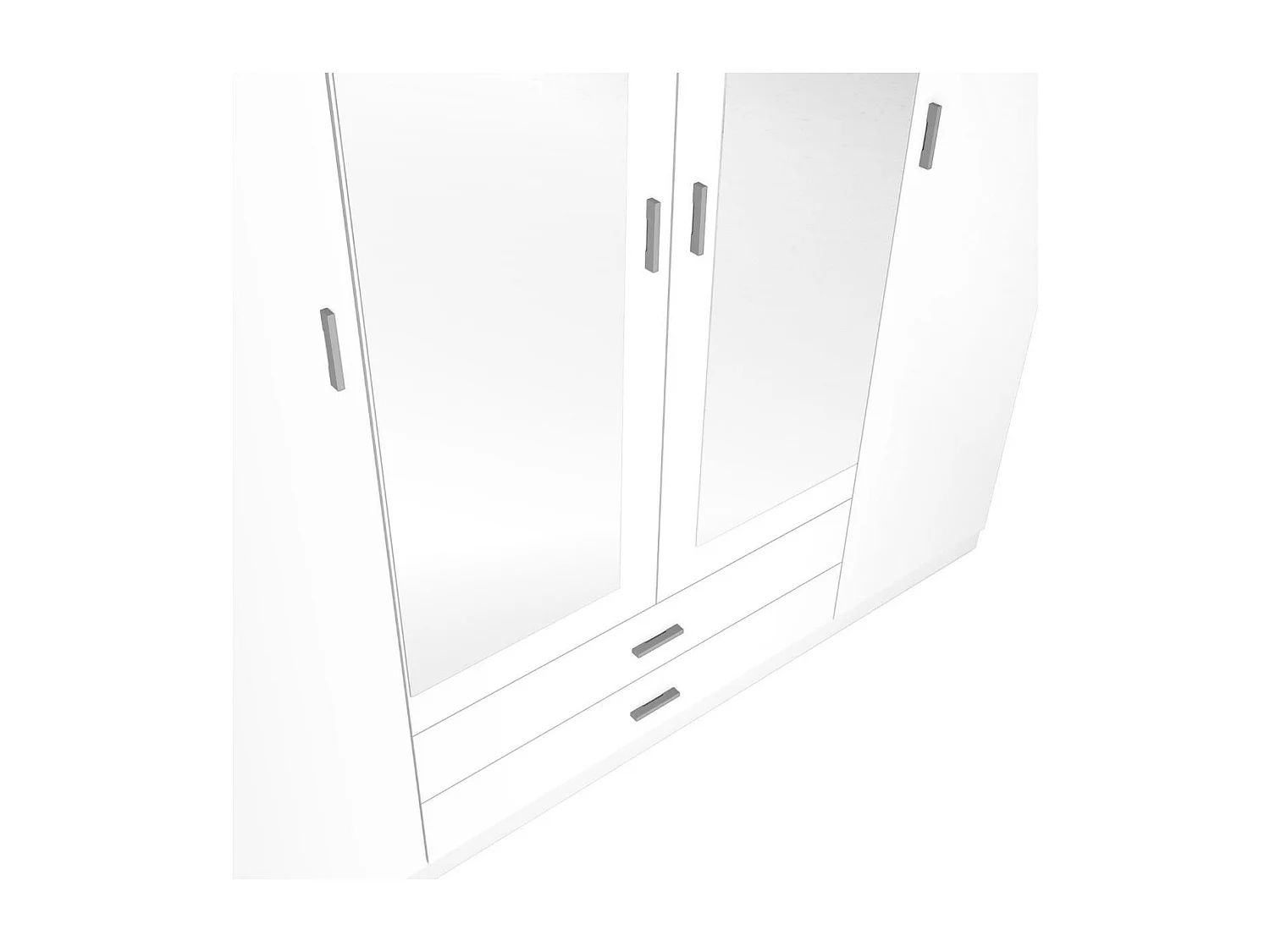 Armario Roma 4 puertas abatibles con 2 cajones blanco mate 215,5x198x52,6 cm