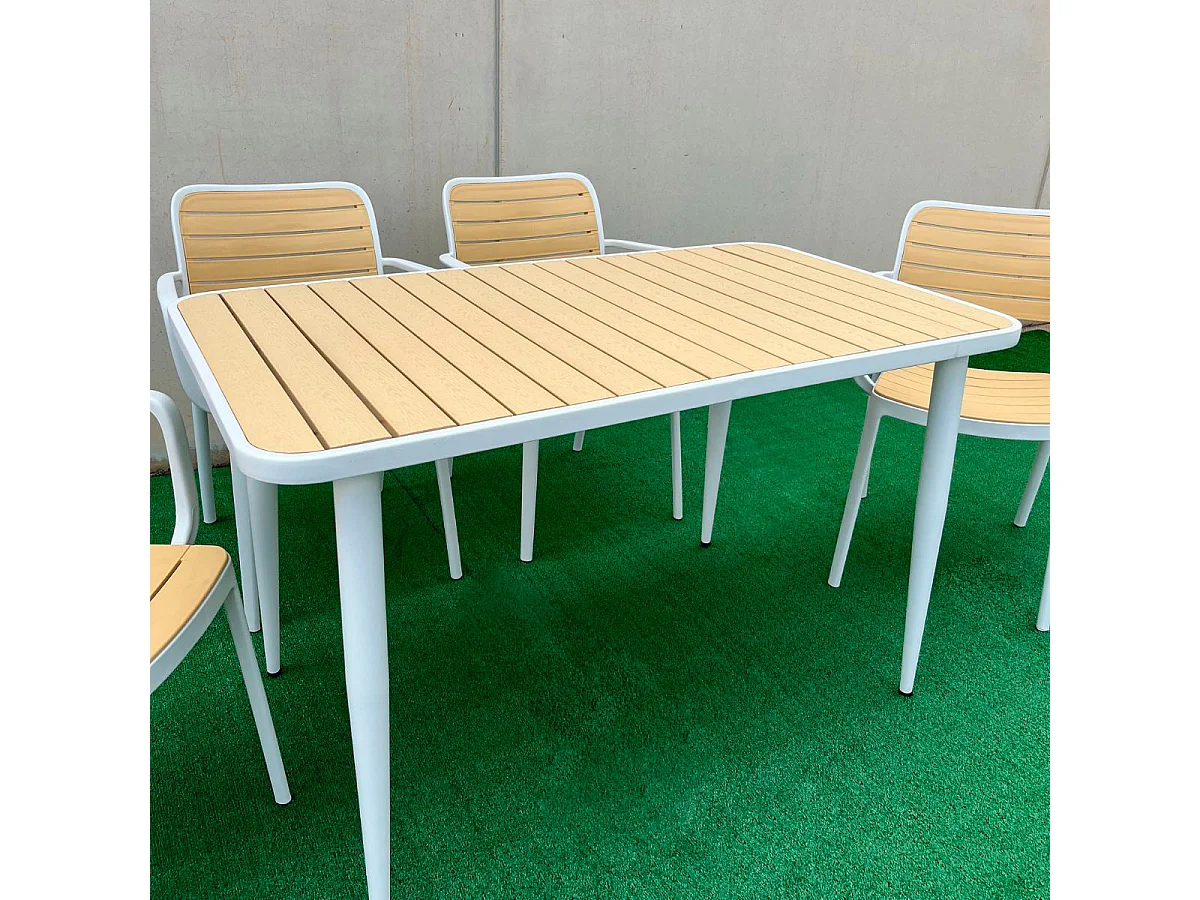 Mesa de jardín Tabarca blanco/natural 74x120x70 cm