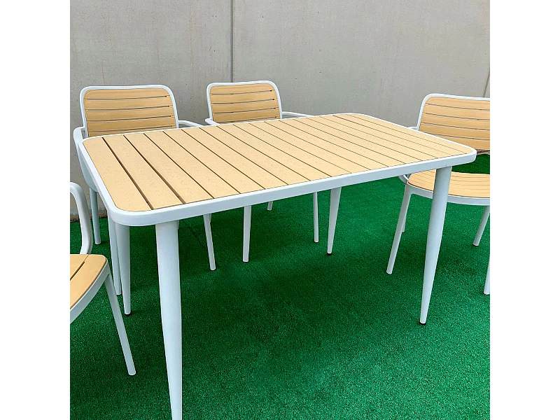 Mesa de jardín Tabarca blanco/natural 74x120x70 cm