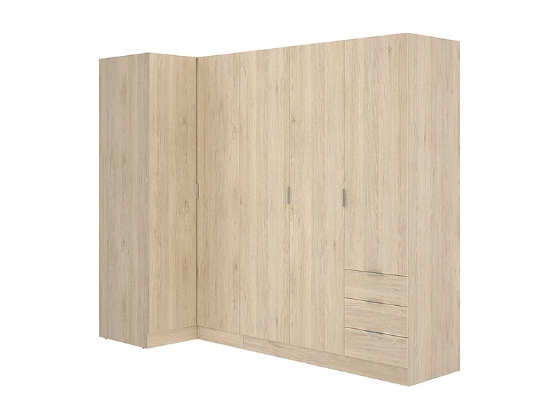 Armario esquinero Essen 2 módulos 4 puertas natural 184x214x91 cm
