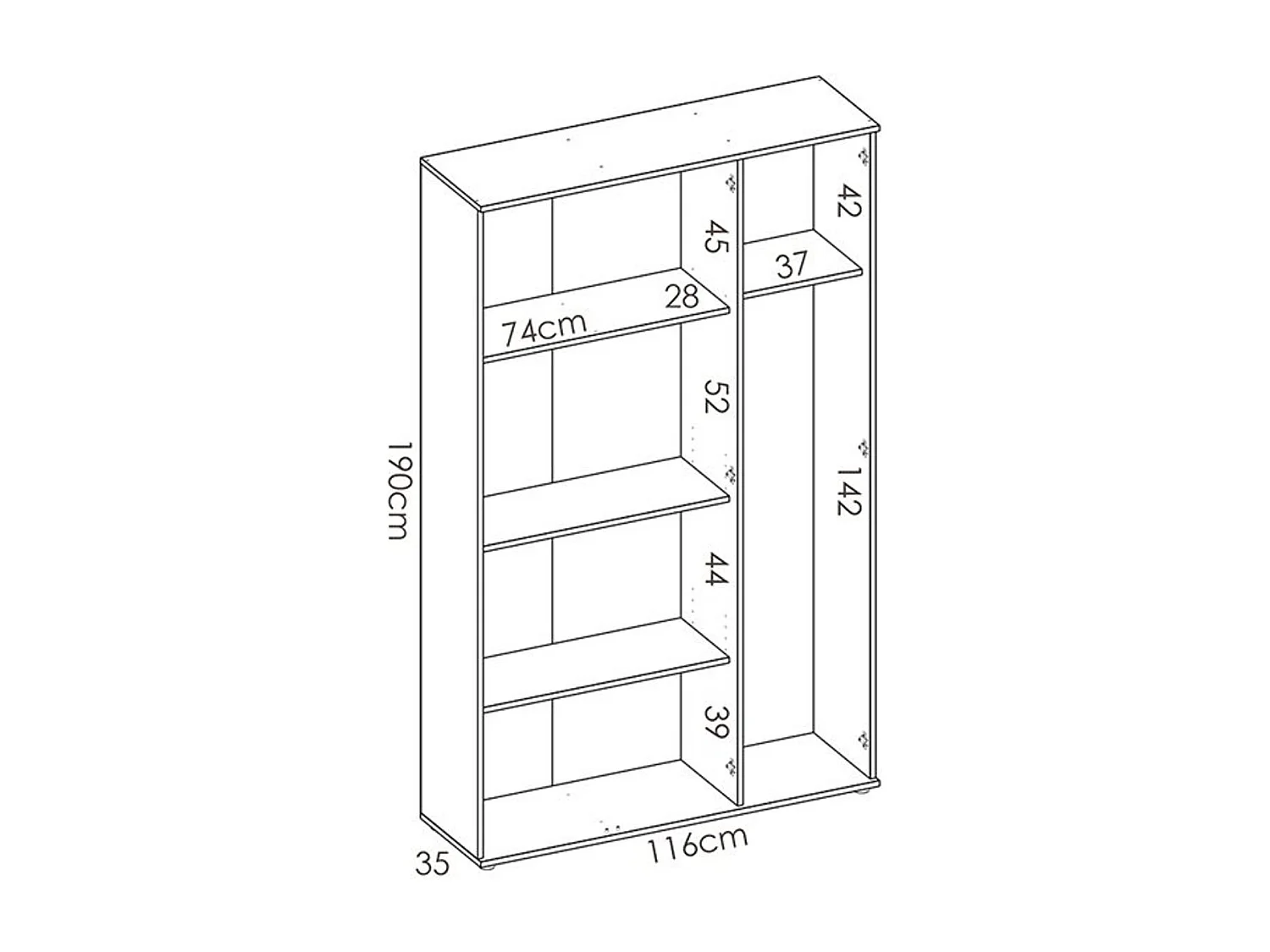 Armario auxiliar Fit 3 puertas con escobero blanco 190x116x35 cm