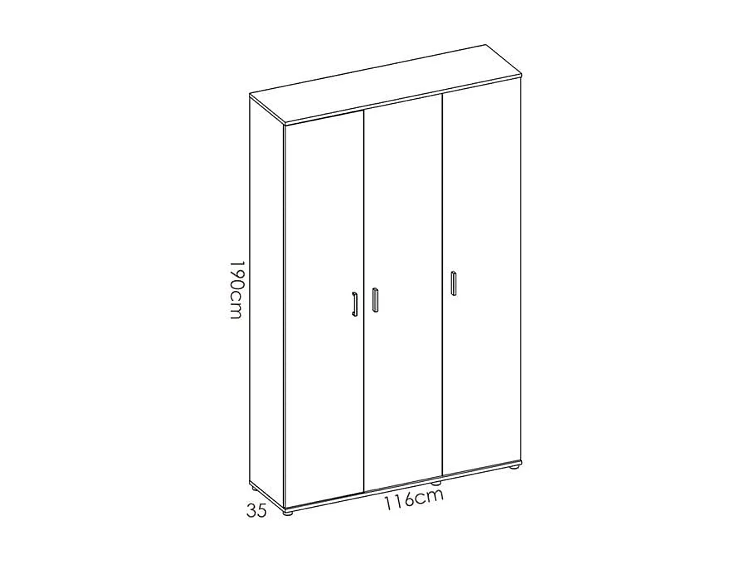 Armario auxiliar Fit 3 puertas con escobero blanco 190x116x35 cm