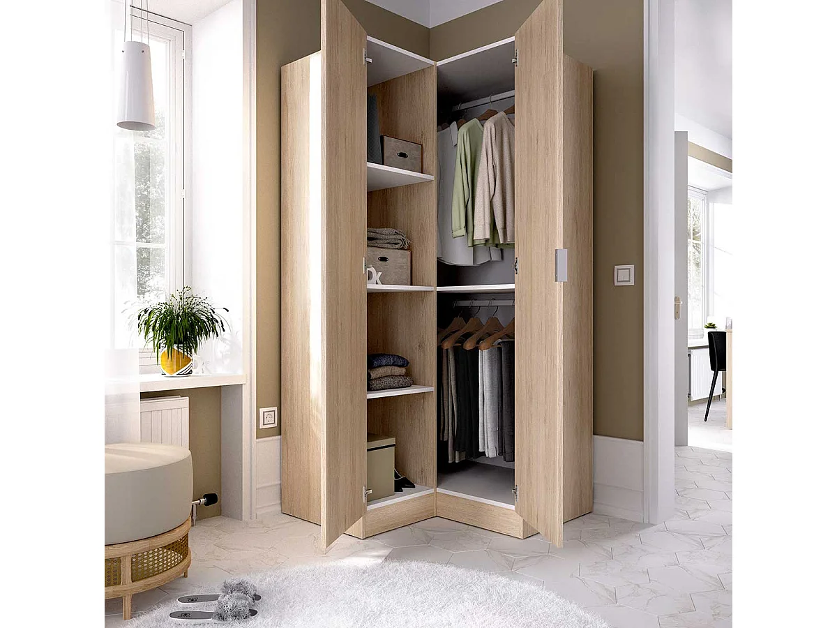 Armario esquinero Essen 2 puertas natural 184,2x92,5x90,5 cm