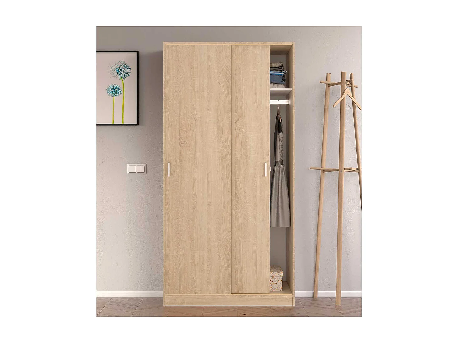 Armario Max 2 puertas correderas roble 200x100x50 cm