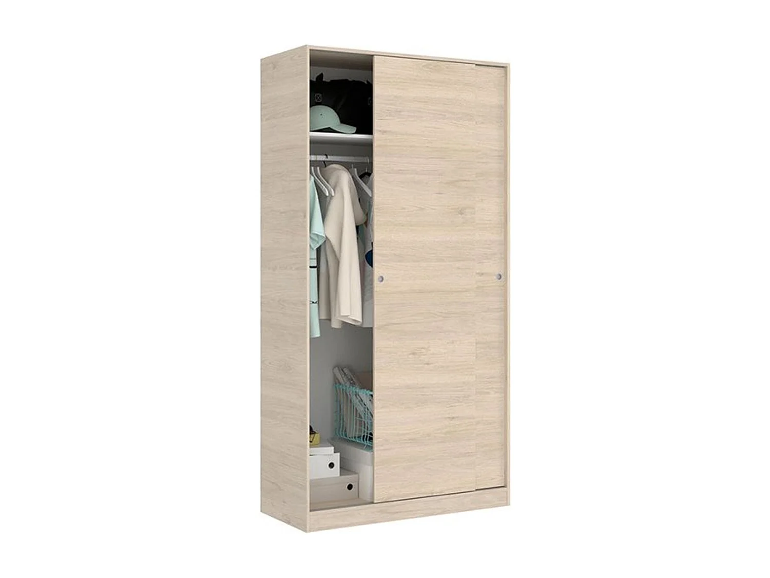 Armario Slide Plus 2 puertas correderas natural 204x100x50 cm