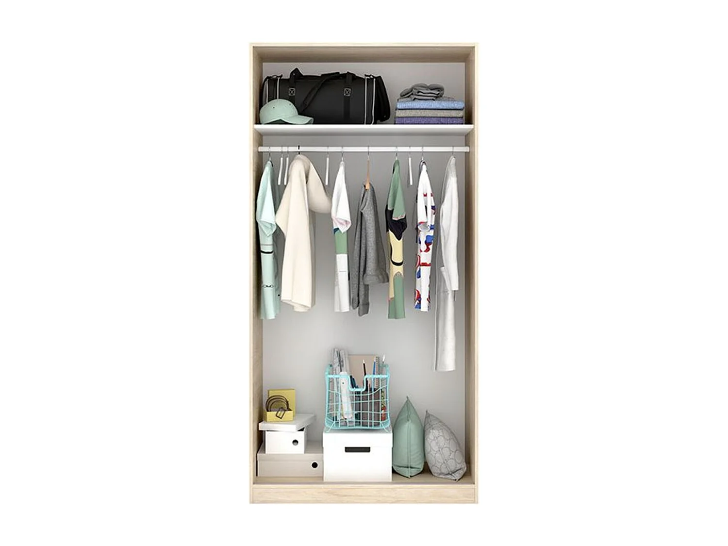 Armario Slide Plus 2 puertas correderas natural 204x100x50 cm