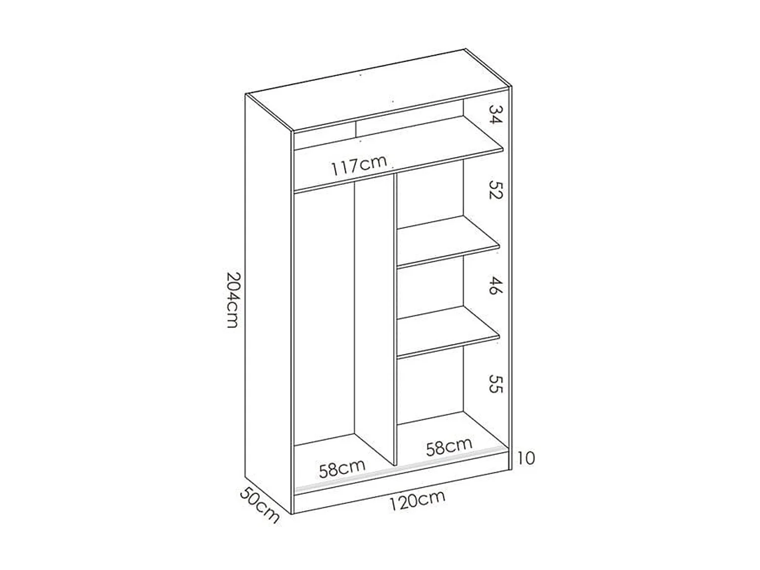 Armario Slide 2 puertas correderas natural 204x120x50 cm