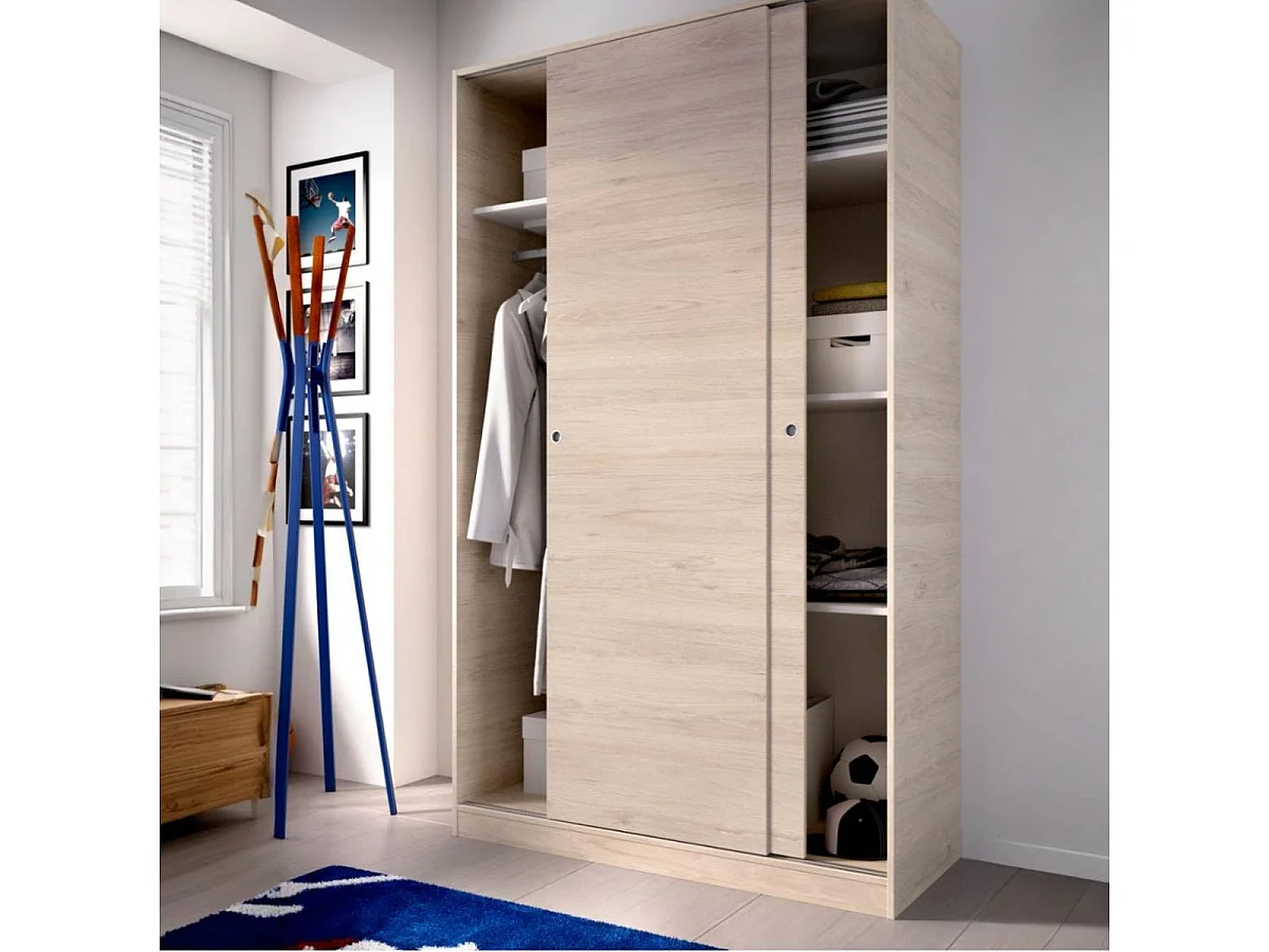 Armario Slide 2 puertas correderas natural 204x120x50 cm
