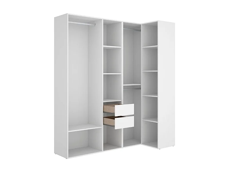 Armario vestidor Suit 2 módulos + 3 barras + 2 cajones blanco/natural 205x182,5x79,5 cm