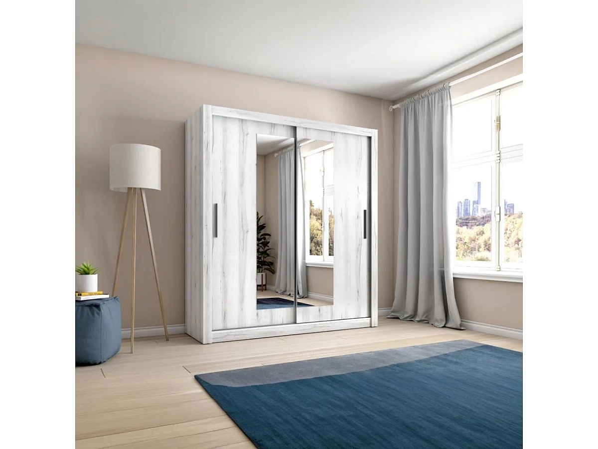 Armario Sava 2 puertas correderas con espejo albo 201x182x58,7 cm