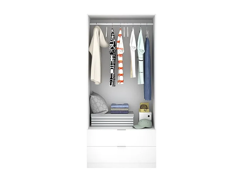 Armario Essen 2 puertas abatibles con 2 cajones blanco 184x81x52 cm