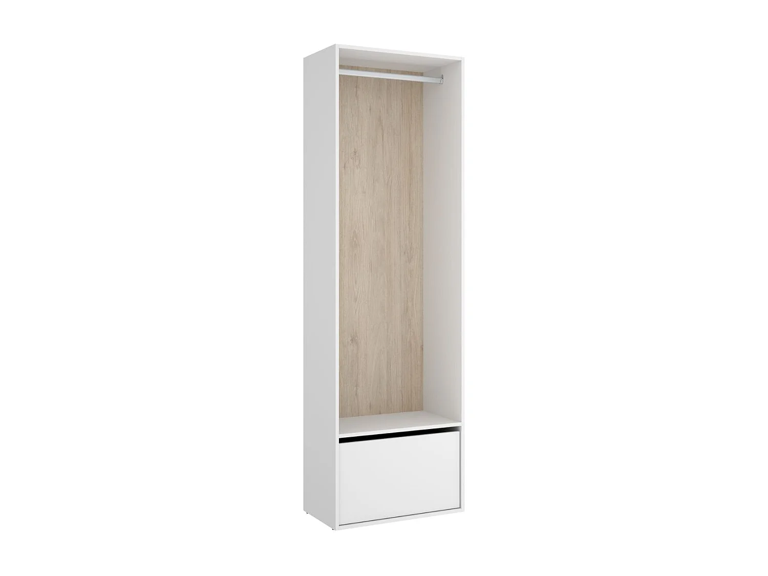 Armario vestidor Suit reversible con barra para colgar + zapatero blanco 205x60x45 cm