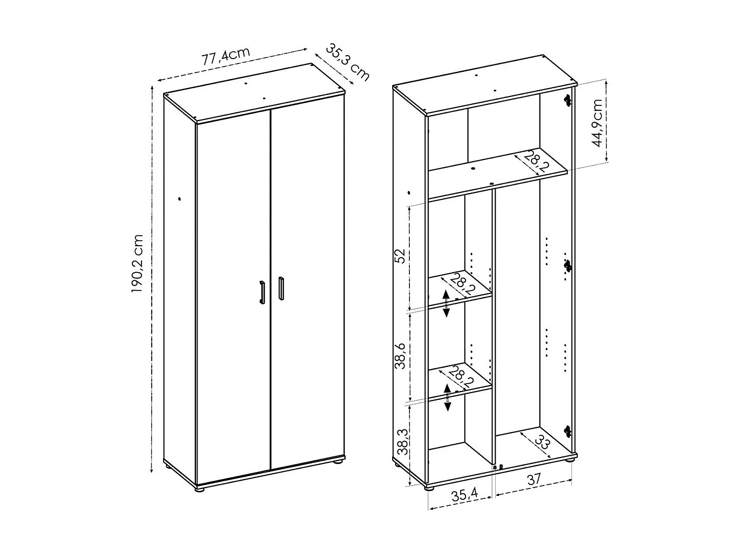 Armario multiusos Fit 2 puertas 4 estantes + escobero natural 190,2x77,4x35,3 cm