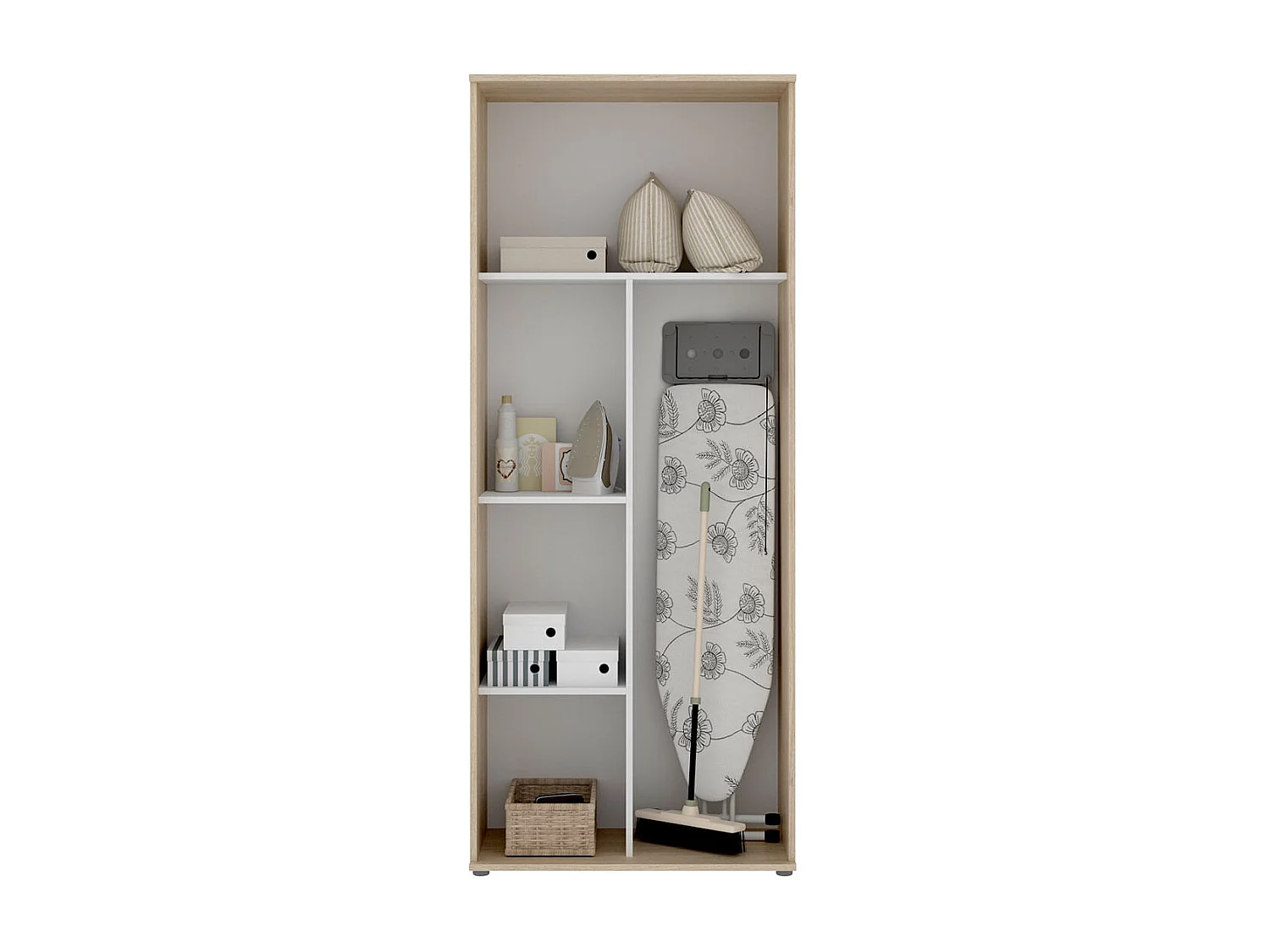 Armario multiusos Fit 2 puertas 4 estantes + escobero natural 190,2x77,4x35,3 cm
