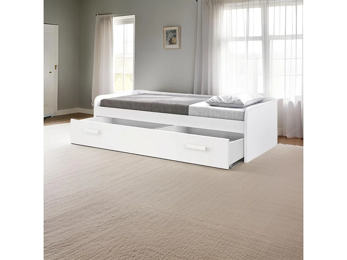 Cama nido Alumbre con cajonera blanco 53,7x190x98,2 cm