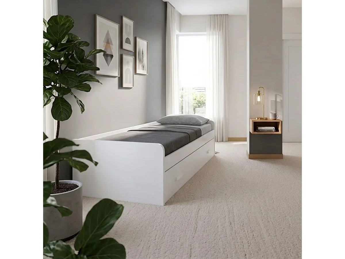 Cama nido Alumbre con cajonera blanco 53,7x190x98,2 cm