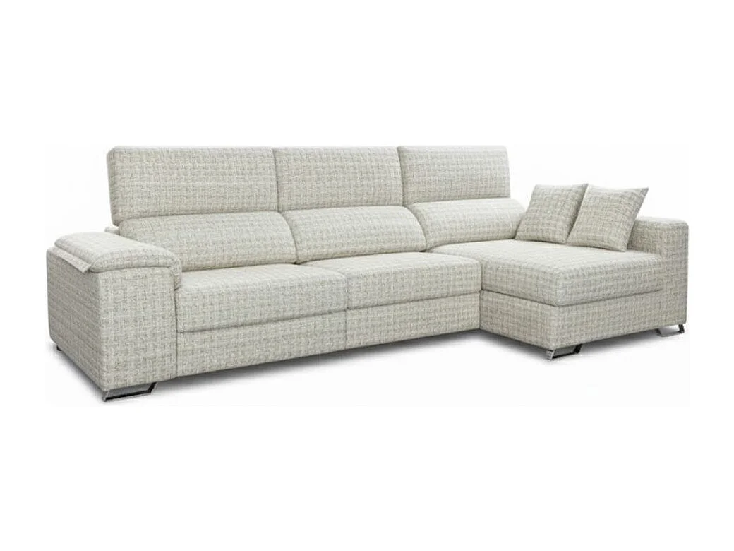 Sofá chaiselongue derecha Sidney 3 plazas deslizante y reclinable tela Sorrento beige 285 cm