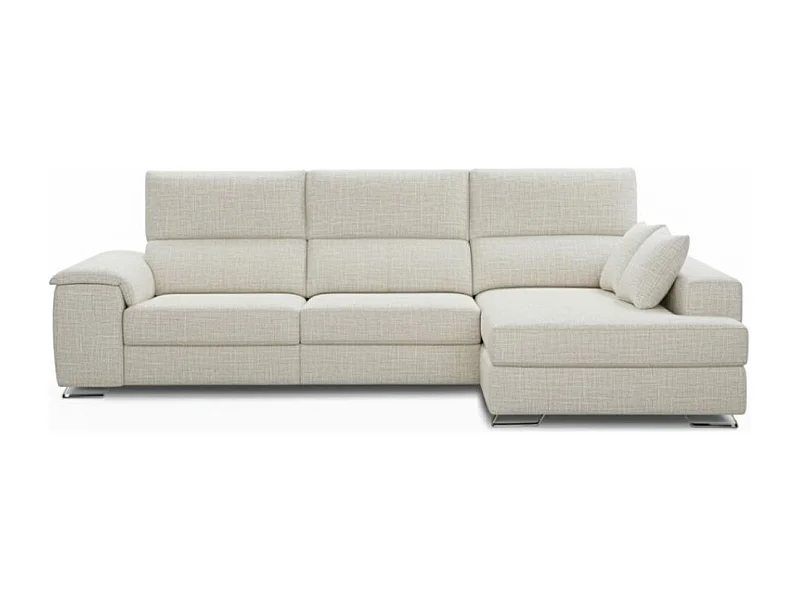 Sofá chaiselongue derecha Sidney 3 plazas deslizante y reclinable tela Sorrento beige 285 cm