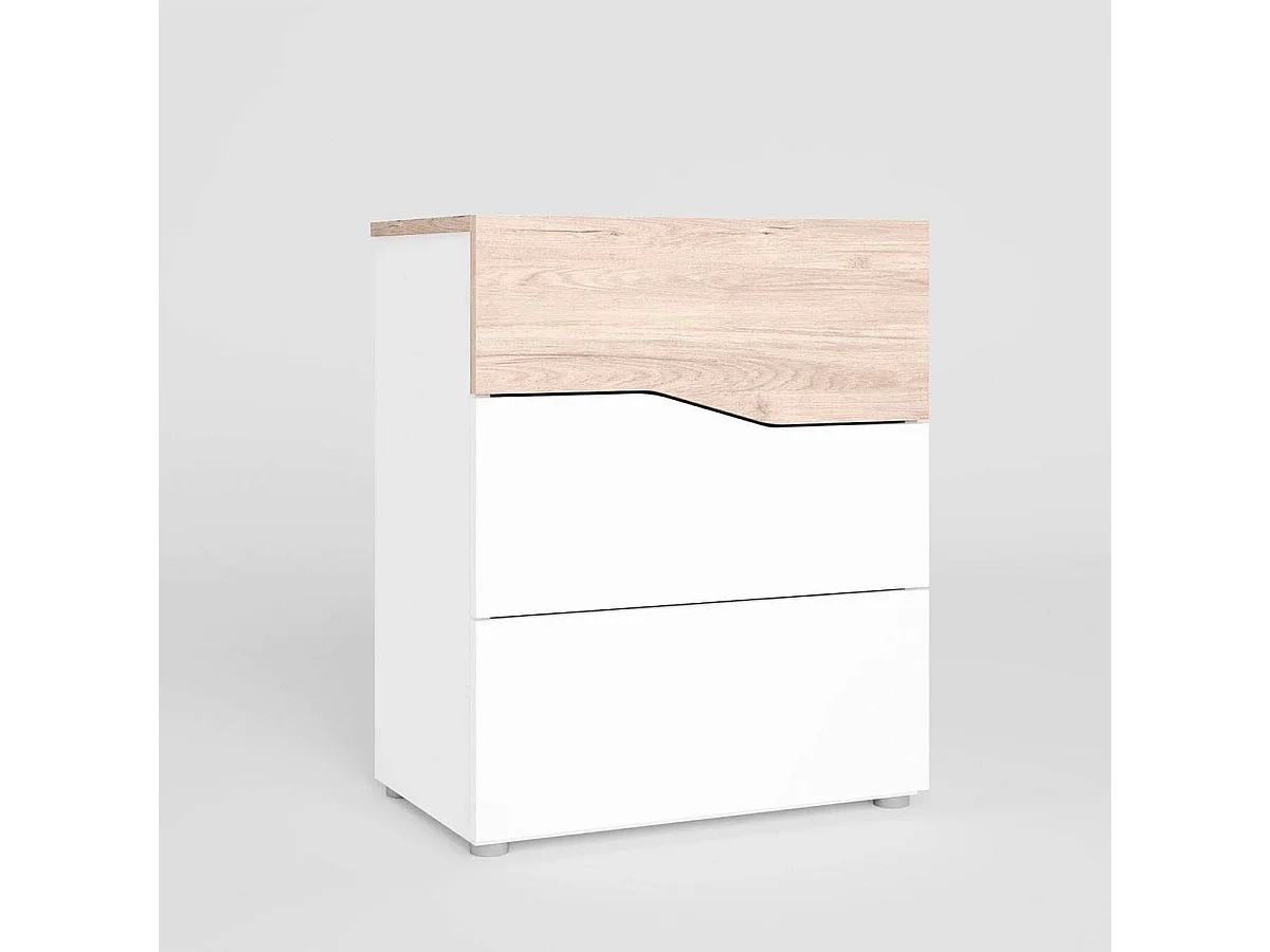 Pack de 2 mesitas de noche Cannes 3 cajones blanco/natural