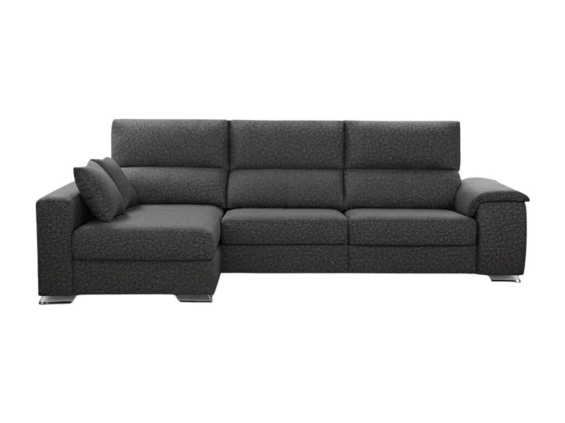Sofá chaiselongue izquierda Sidney 3 plazas deslizante y reclinable tela Bronx antracita 285 cm