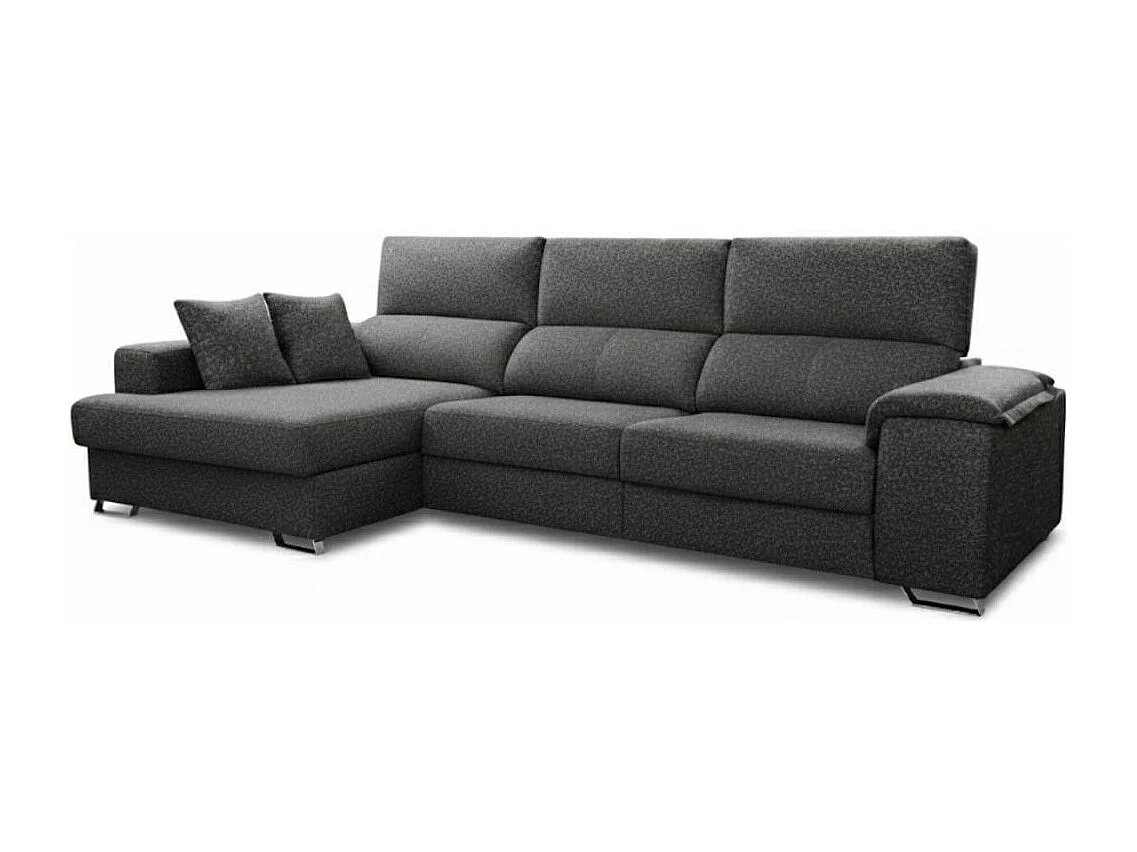 Sofá chaiselongue izquierda Sidney 3 plazas deslizante y reclinable tela Bronx antracita 285 cm