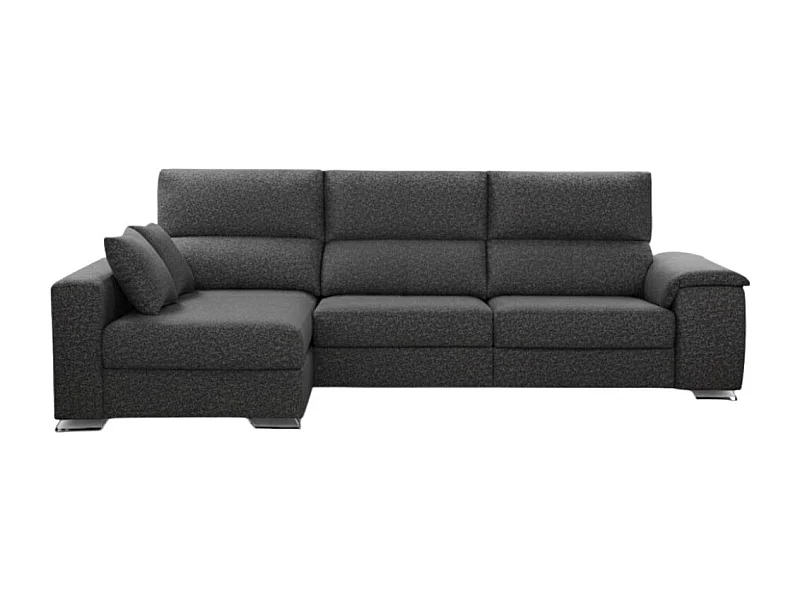 Sofá chaiselongue izquierda Sidney 3 plazas deslizante y reclinable tela Bronx antracita 285 cm