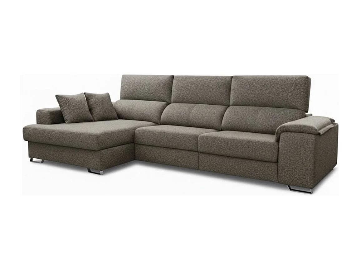 Sofá chaiselongue izquierda Sidney 3 plazas deslizante y reclinable tela Bronx gris 285 cm