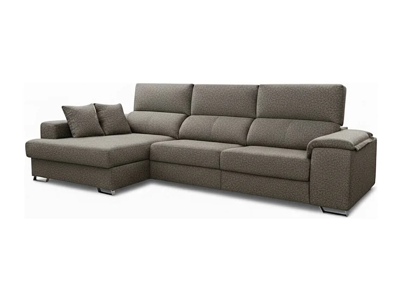 Sofá chaiselongue izquierda Sidney 3 plazas deslizante y reclinable tela Bronx gris 285 cm