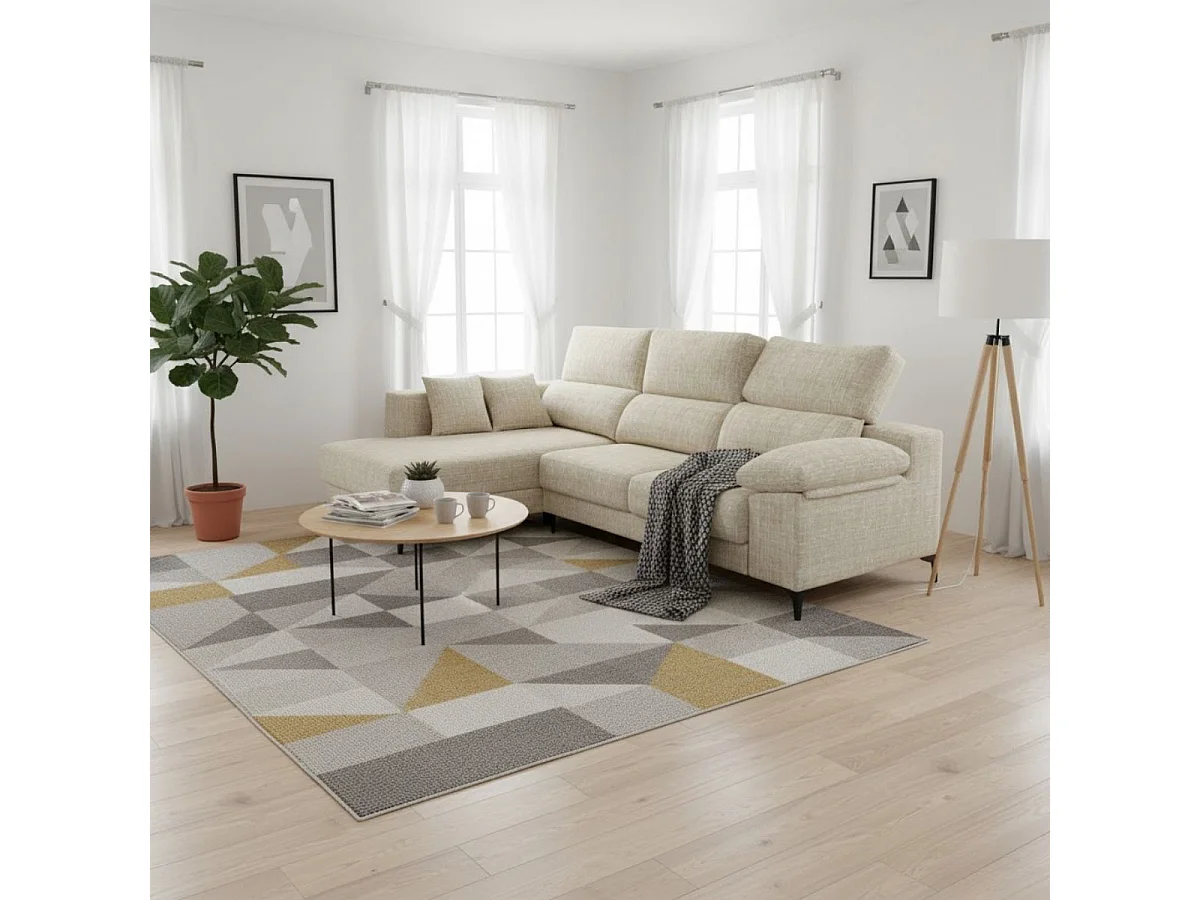 Sofá chaiselongue izquierda Santorini 3 plazas deslizante y reclinable tela Sorrento beige 275 cm