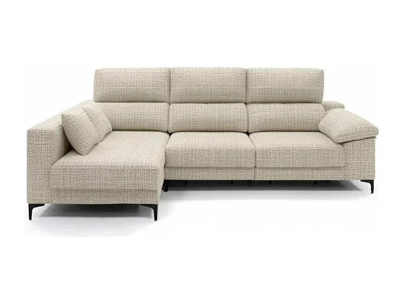 Sofá chaiselongue izquierda Santorini 3 plazas deslizante y reclinable tela Sorrento beige 275 cm
