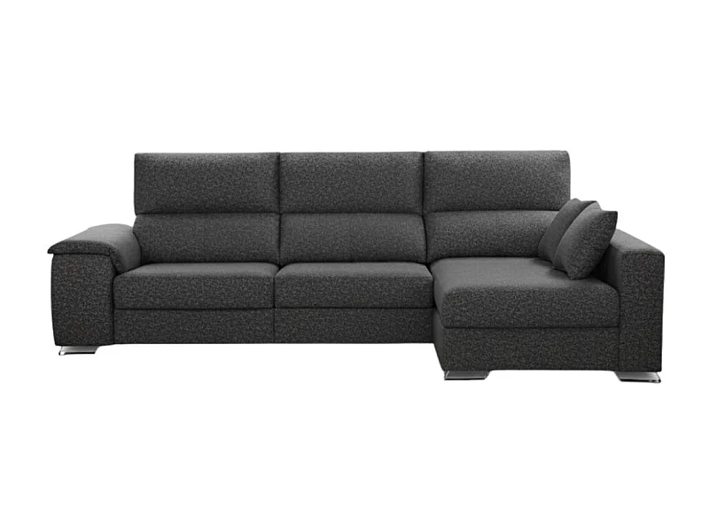 Sofá chaiselongue derecha Sidney 3 plazas deslizante y reclinable tela Bronx antracita 285 cm