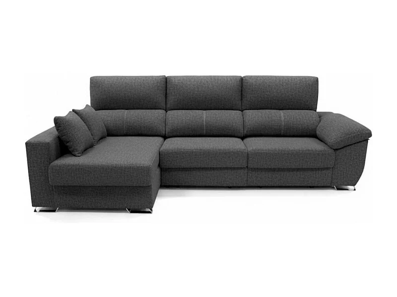 Sofá chaiselongue Ponza 3 plazas deslizante + cabezales reclinables izquierda antracita 100x275x160 cm
